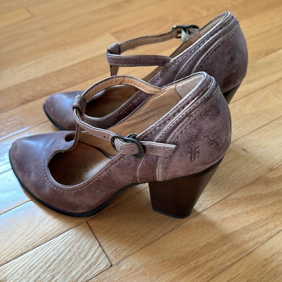 Frye Distressed Leather Heel - Mary Jane or Betty T Strap - Picture 2 of 6